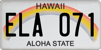 HI license plate ELA071
