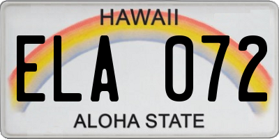 HI license plate ELA072