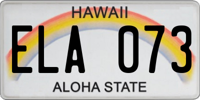 HI license plate ELA073