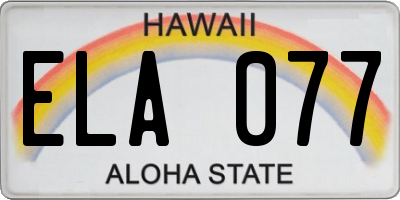HI license plate ELA077