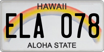 HI license plate ELA078
