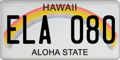 HI license plate ELA080