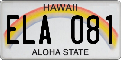 HI license plate ELA081