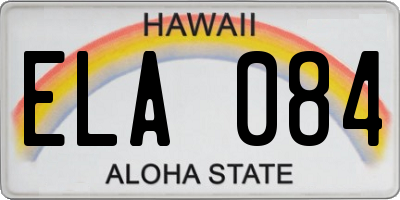 HI license plate ELA084