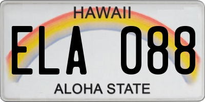 HI license plate ELA088