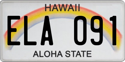 HI license plate ELA091