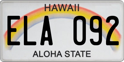 HI license plate ELA092