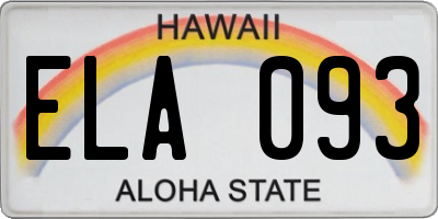 HI license plate ELA093