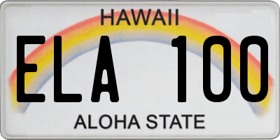 HI license plate ELA100