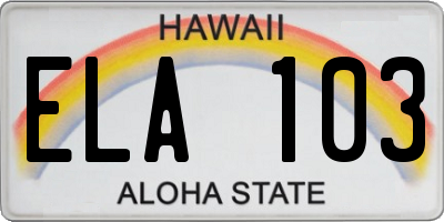 HI license plate ELA103