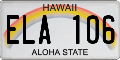 HI license plate ELA106