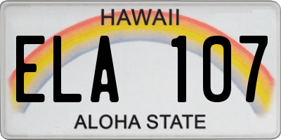 HI license plate ELA107