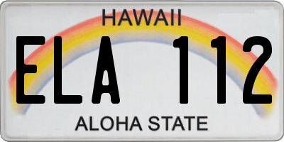 HI license plate ELA112