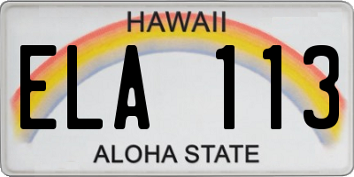 HI license plate ELA113