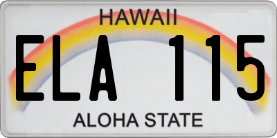 HI license plate ELA115