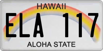 HI license plate ELA117