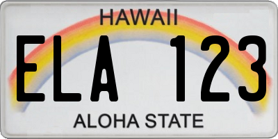 HI license plate ELA123