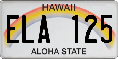HI license plate ELA125