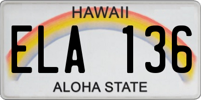 HI license plate ELA136