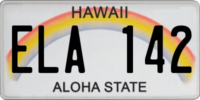 HI license plate ELA142