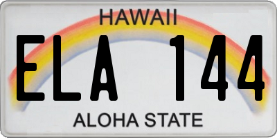 HI license plate ELA144