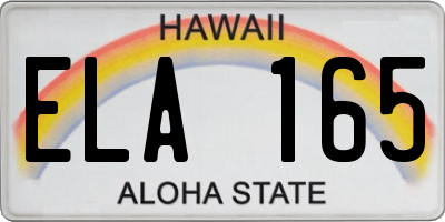 HI license plate ELA165