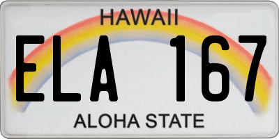 HI license plate ELA167