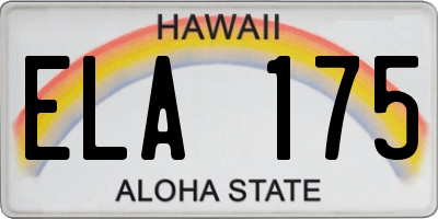 HI license plate ELA175