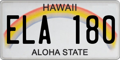 HI license plate ELA180