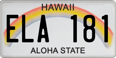 HI license plate ELA181
