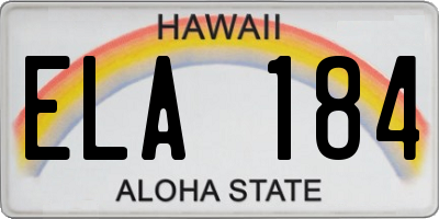 HI license plate ELA184