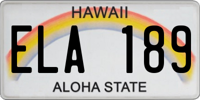 HI license plate ELA189