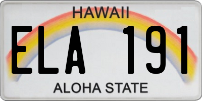 HI license plate ELA191