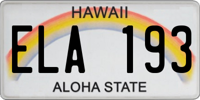 HI license plate ELA193