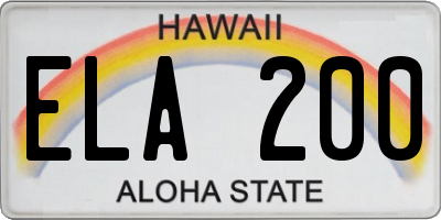 HI license plate ELA200