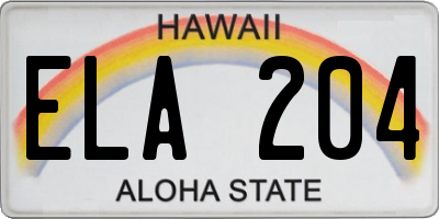 HI license plate ELA204