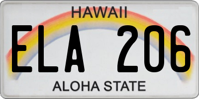 HI license plate ELA206