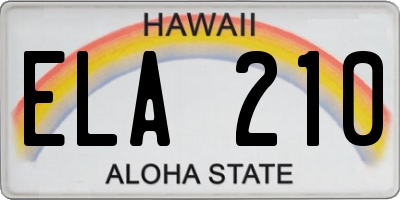 HI license plate ELA210