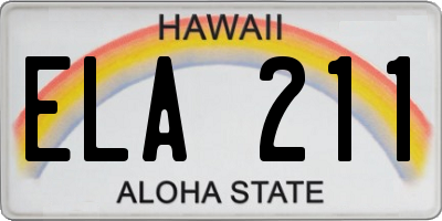 HI license plate ELA211