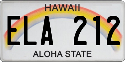 HI license plate ELA212