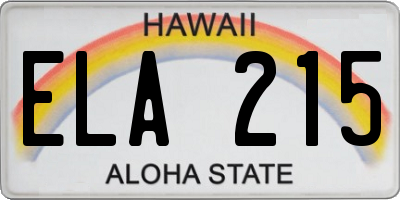 HI license plate ELA215