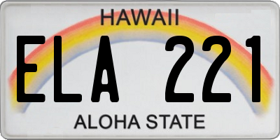 HI license plate ELA221