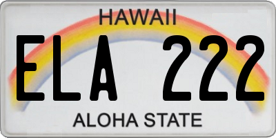 HI license plate ELA222