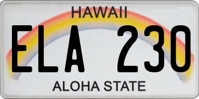 HI license plate ELA230