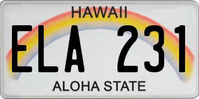 HI license plate ELA231