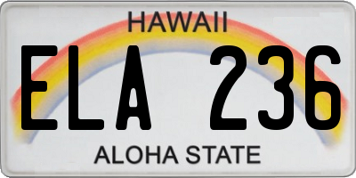 HI license plate ELA236