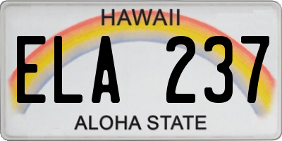 HI license plate ELA237