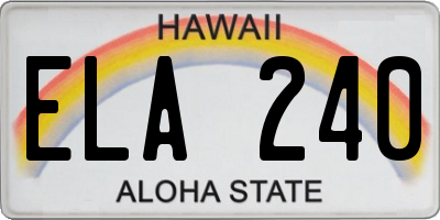 HI license plate ELA240