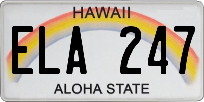 HI license plate ELA247