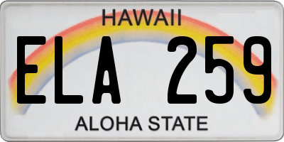 HI license plate ELA259